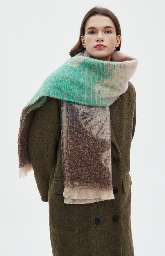 Bufanda Estilo Europeo Jacquard Hoja de Ginkgo - Image 20