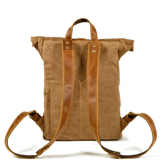 Mochila Retro de Lona y Cuero para Hombre - Estilo Casual Vintage - Image 2