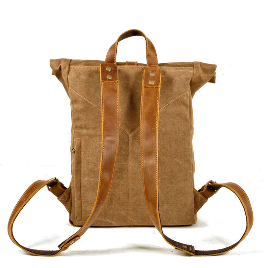 Mochila Retro de Lona y Cuero para Hombre - Estilo Casual Vintage - Image 2