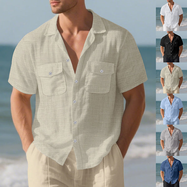 Camisa Suelta de Solapa Lisa para Hombre - Estilo Casual Festivo
