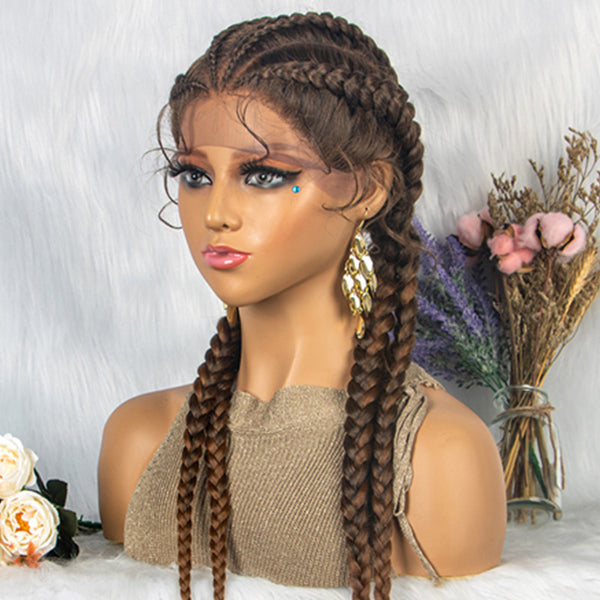 Peluca de Encaje Trenzado con Cabello de Bebé - 4 Trenzas
