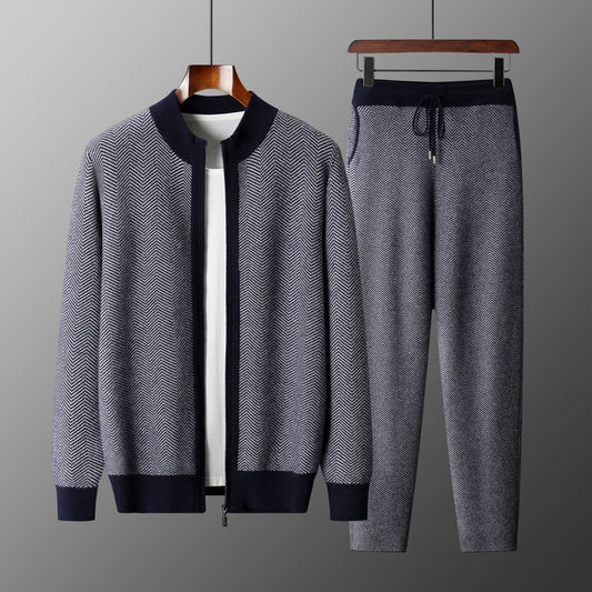Cardigan de Lana Pura para Hombre con Cierre de Cremallera y Cuello Alto