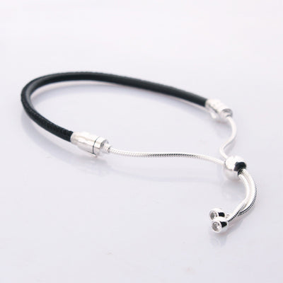 Pulsera de Cadena en Cuero Negro - Image 9