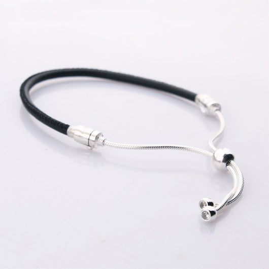 Pulsera de Cadena en Cuero Negro - Image 9