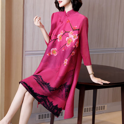 Vestido Rojo Estilo Western con Estampado Vintage - Efecto Rejuvenecedor - Image 3