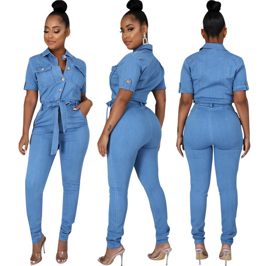 Mono Denim Slim Fit Casual para Mujer - Estilo Europeo y Americano - Image 12
