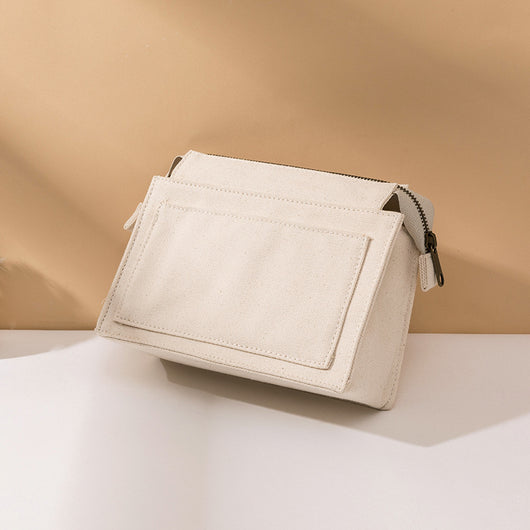 Neceser de Lona Blanca Estilo Coreano - Bolsa Cosmética de Algodón Versátil - Image 10