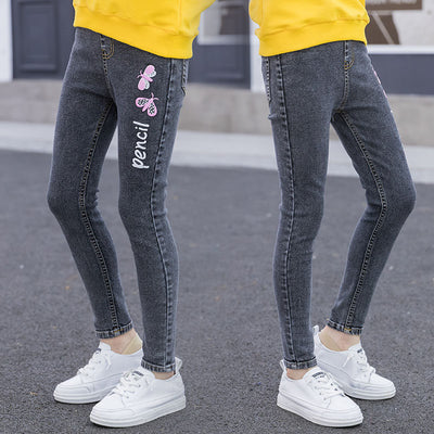 Pantalones Infantiles Slim Fit con Estampado de Mariposa - Jeans Elásticos y Cómodos - Image 6