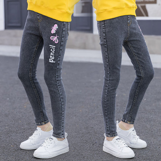 Pantalones Infantiles Slim Fit con Estampado de Mariposa - Jeans Elásticos y Cómodos - Image 6