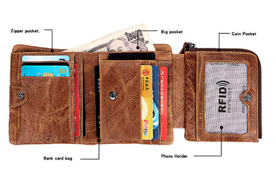 Billetera Retro de Cuero para Hombre con Múltiples Compartimentos - Image 10