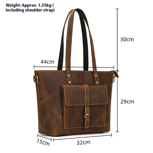 Bolso Tote de Cuero Crazy Horse Gran Capacidad - Image 10