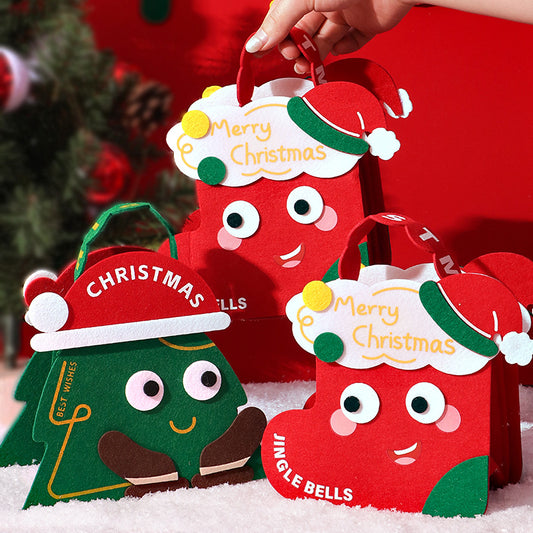 Bolsa de Fieltro Navideña con Diseño Infantil para Regalos