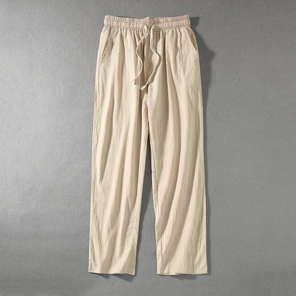 Pantalones Rectos Holgados de Algodón y Lino para Uso Casual