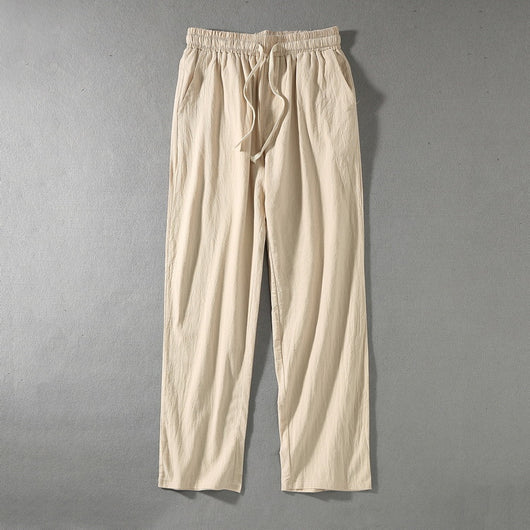 Pantalones Rectos Holgados de Algodón y Lino para Uso Casual