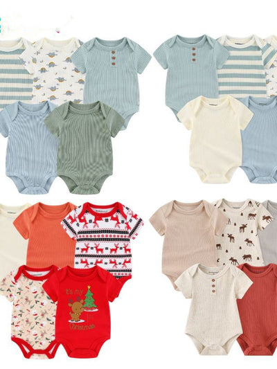 Conjunto de 5 Piezas en Algodón para Bebé - Romper de Manga Corta Acanalado - Image 7