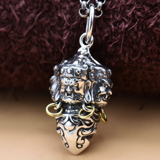 Colgante Vajra Tibetano Retro Personalizado en Plata de Ley S925