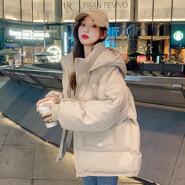 Abrigo Acolchado Estilo Coreano Suelto para Otoño Invierno