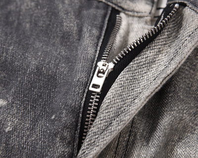 Jeans Ajustados Daddy con Desgarre y Efecto Gato Gris Claro - Image 17