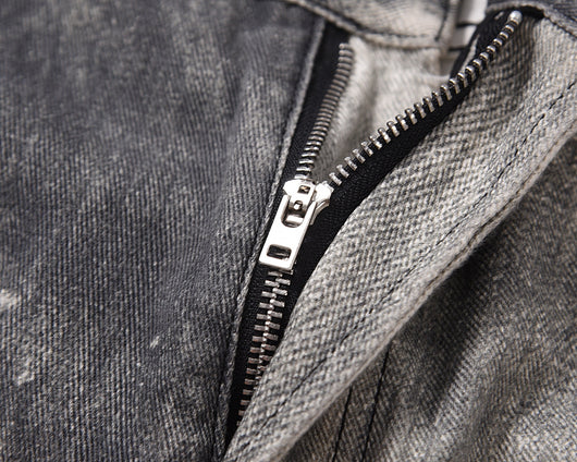 Jeans Ajustados Daddy con Desgarre y Efecto Gato Gris Claro - Image 17