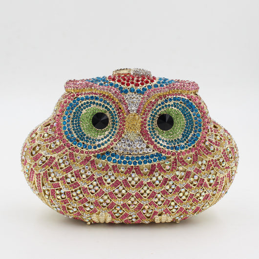 Bolso de Fiesta Clutch con Diseño de Búho y Cristales de Colores - Image 7