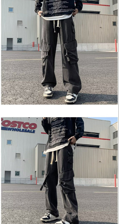 Pantalones Casuales Holgados Multibolsillos Lavado Industrial - Image 22