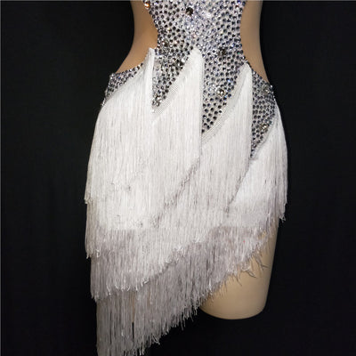 Vestido de Danza Latina con Flecos y Malla Elástica - Image 3
