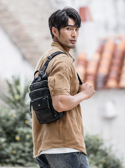 Bolsa Pecho Cuero Genuino para Hombre - Estilo Casual - Image 14