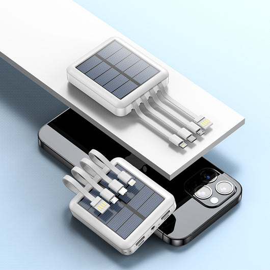 Batería Portátil Solar Compacta con Cable Integrado