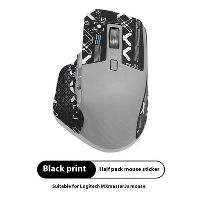 Red and black anti-slip sticker set with geometric and text patterns for Logitech MX Master 3s mouse. - Image 8