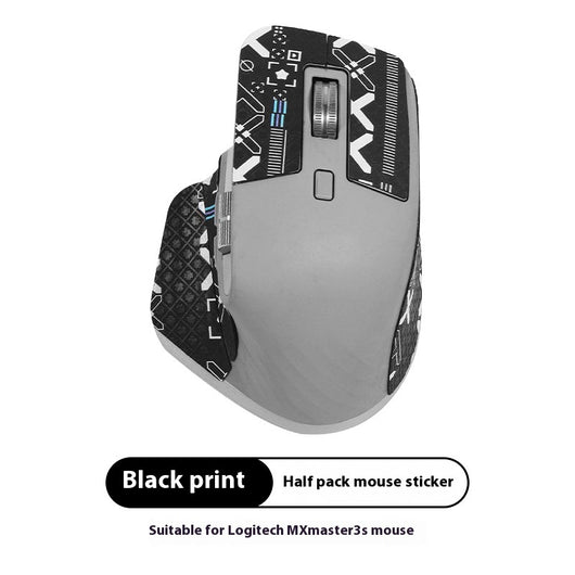 Red and black anti-slip sticker set with geometric and text patterns for Logitech MX Master 3s mouse. - Image 8
