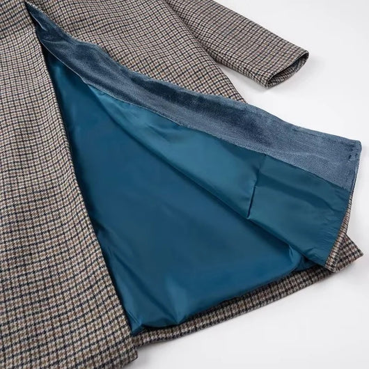 Abrigo de Lana a Cuadros Combinado para Mujer - Image 14
