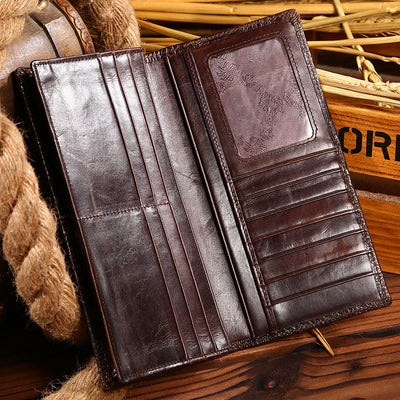 Billetera Larga de Cuero Engrasado para Hombre con Acabado Grain - Image 3