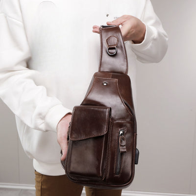 Bolsa Bandolera de Cuero Genuino para Hombre - Estilo Vintage Multifuncional - Image 7
