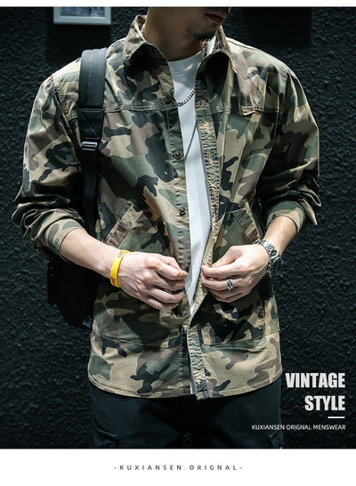 Chaqueta Camisa de Trabajo Camuflaje Manga Larga para Hombre - Image 11