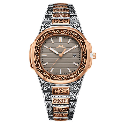 Reloj Hombre Cuarzo Tallado Loro Calendario Luminiscente - Image 54
