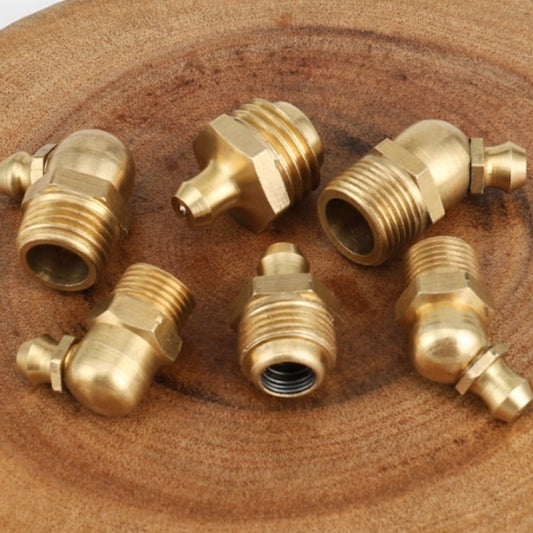 Niple de Engrase de Cobre Puro con Cabezal Tipo Taza 45° y Boquilla 90°