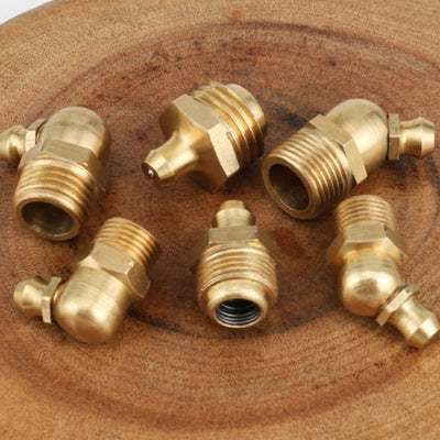 Niple de Engrase de Cobre Puro con Cabezal Tipo Taza 45° y Boquilla 90°