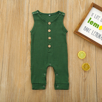 Enterizo de Algodón y Lino para Bebé - Romper Multicolor con Botones para Verano - Image 3