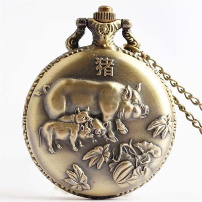 Reloj de Bolsillo Vintage Bronce Constelaciones Zodiacales Cuarzo - Image 8