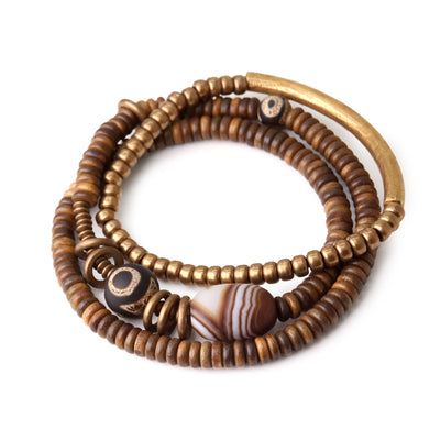 Pulsera Unisex de Madera Antigua y Cuentas de Cobre Literario - Image 6