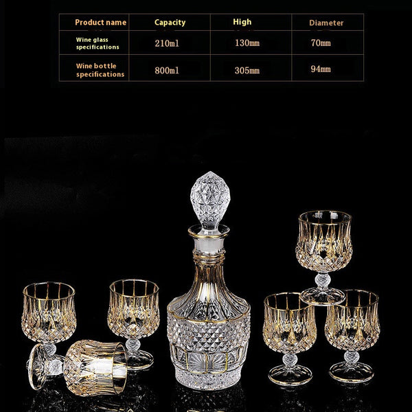 Juego de Copas de Cristal para Whisky y Vino con Detalles Dorados - Image 5