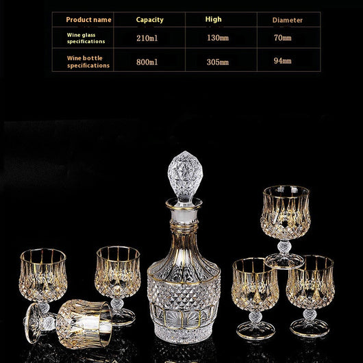 Juego de Copas de Cristal para Whisky y Vino con Detalles Dorados - Image 5
