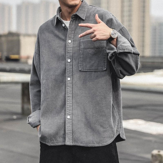 Camisa de Pana Estilo Retro Americano para Hombre - Image 3
