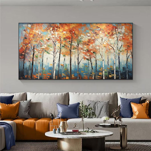 Cuadro Óleo Artesanal Bosque de Arces Otoñal - Arte Moderno para Sala de Estar - Image 5