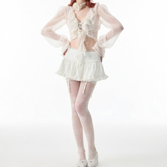 Vestido Corto de Bailarina con Encaje Delicado para Dama