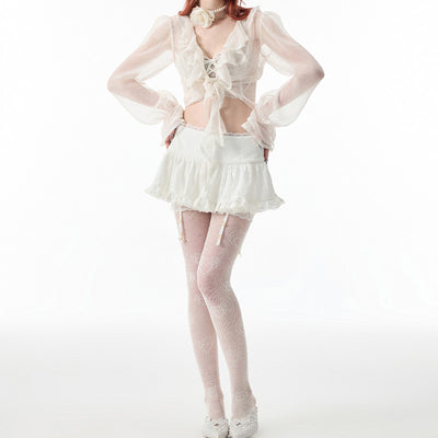 Vestido Corto de Bailarina con Encaje Delicado para Dama