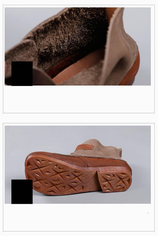 Botas de Cuero Genuino Estilo Étnico con Hebilla - Punta Redonda Planas Artesanales - Image 11