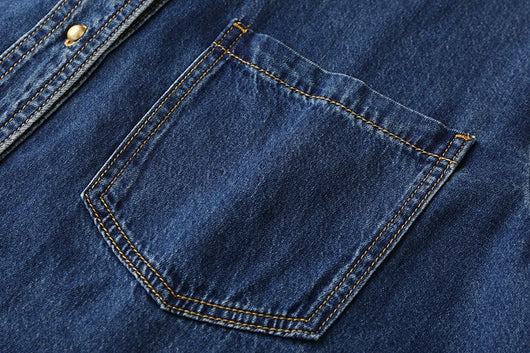 Camisa Minimalista Azul Denim para Commute Diario - Image 7