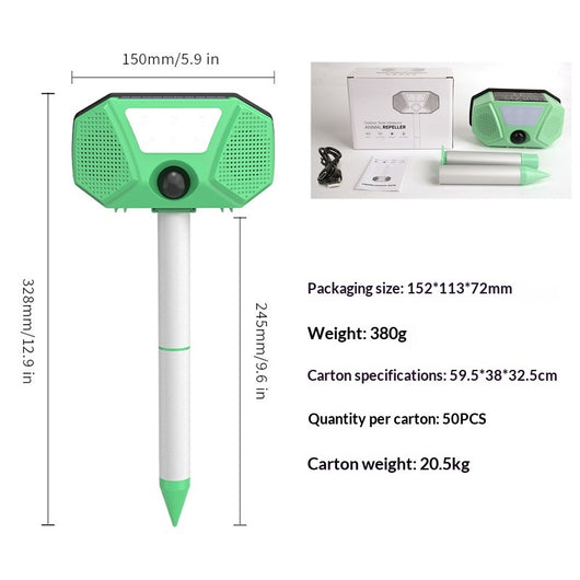 Repelente Ultrasónico Solar para Perros y Aves con Carga y Voz - Image 8