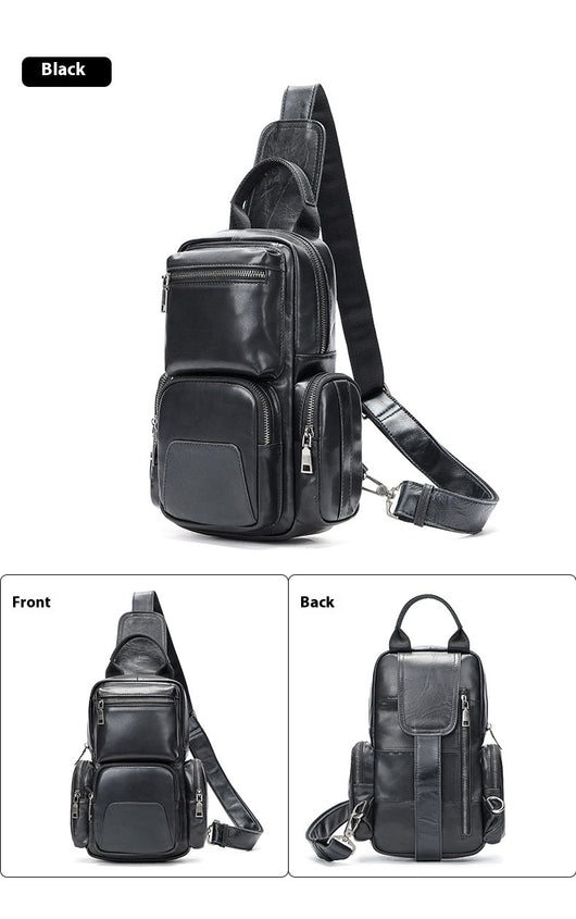 Bolsa Pecho Cuero Genuino para Hombre - Estilo Casual Minimalista - Image 7